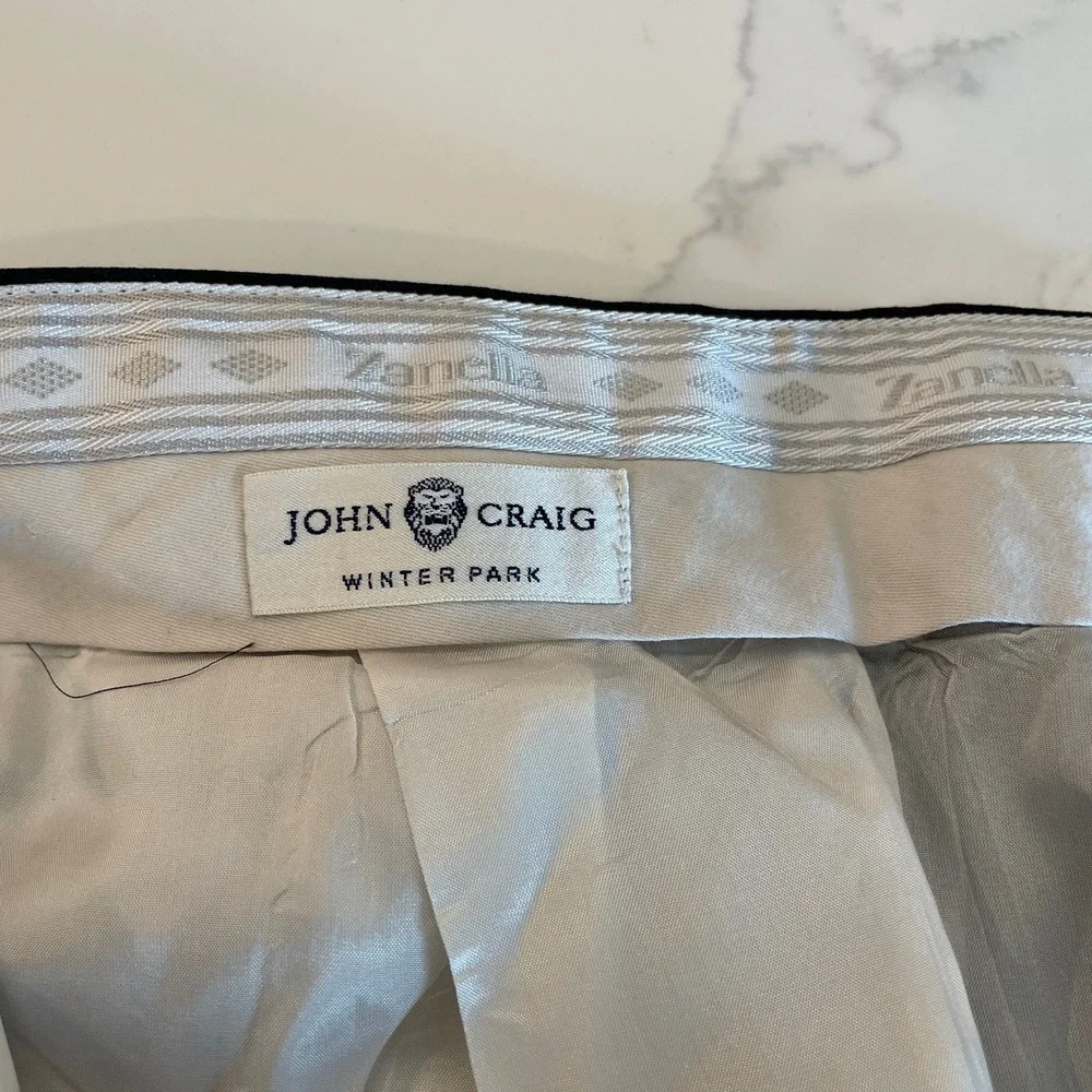 Zanella John Craig Mens Pleated Dress Pants Charcoal Grey Cuffed 38x29